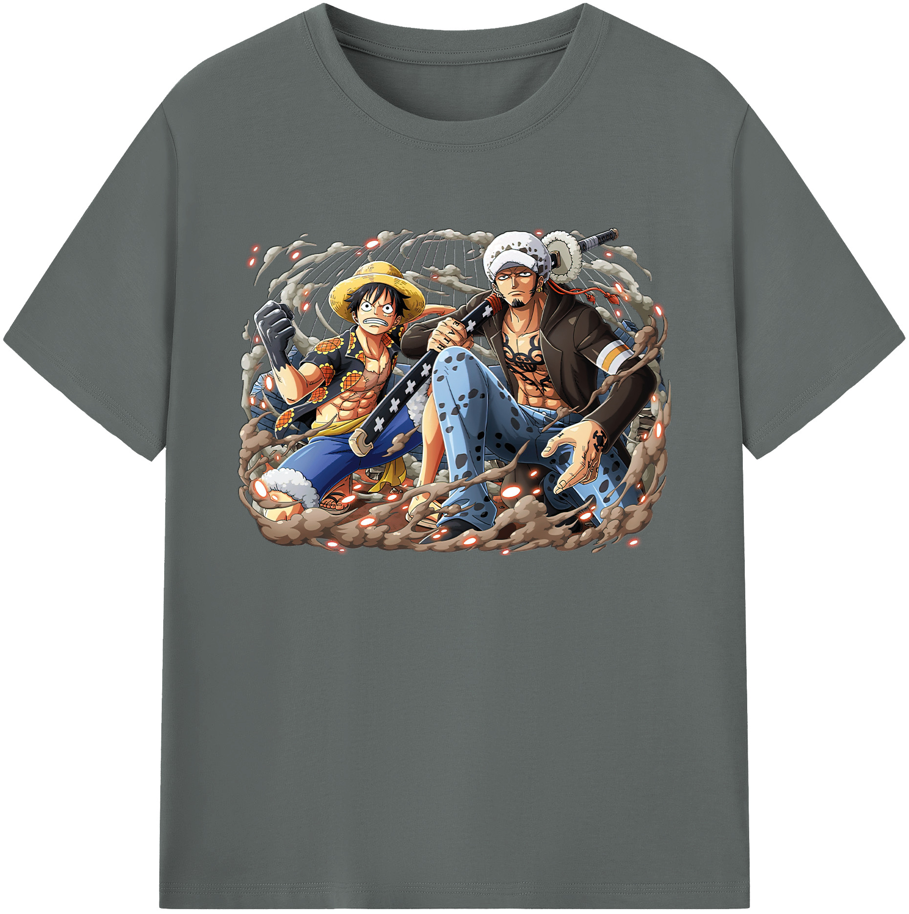 ワンピース モンキー・D・ルフィ ONE PIECE Monkey D. Luffy 綿100％ メンズ半袖Tシャツ｜肌触りやわらか＆通気性